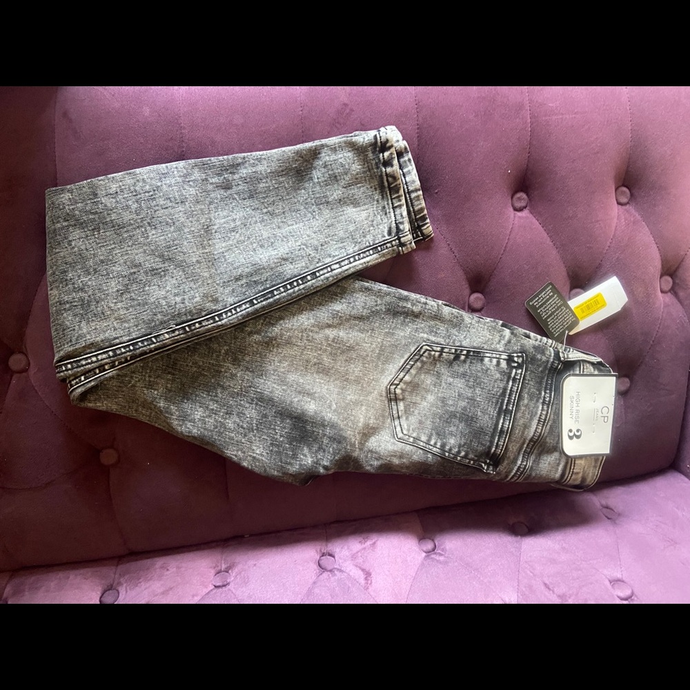 Black wash high rise skinny jeans
